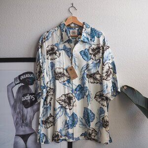 Pusser's West Indies Hawaiian Shirt Men's Size XL Blue Floral All Over Silk NWT